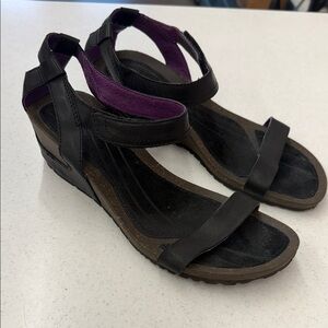 Teva Black and Brown Wedge Sandals